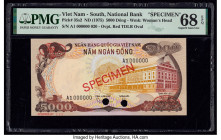 South Vietnam National Bank of Viet Nam 5000 Dong ND (1975) Pick 35s2 Specimen PMG Superb Gem Unc 68 EPQ. As the single finest graded Specimen in the ...