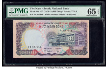 South Vietnam National Bank of Viet Nam 10,000 Dong ND (1975) Pick 36a PMG Gem Uncirculated 65 EPQ. As the highest denomination of the series, this no...