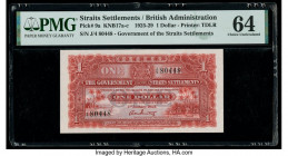 Straits Settlements Government of the Straits Settlements 1 Dollar 1.1.1925 Pick 9a KNB17a-c PMG Choice Uncirculated 64. Stunning designs by Thomas de...