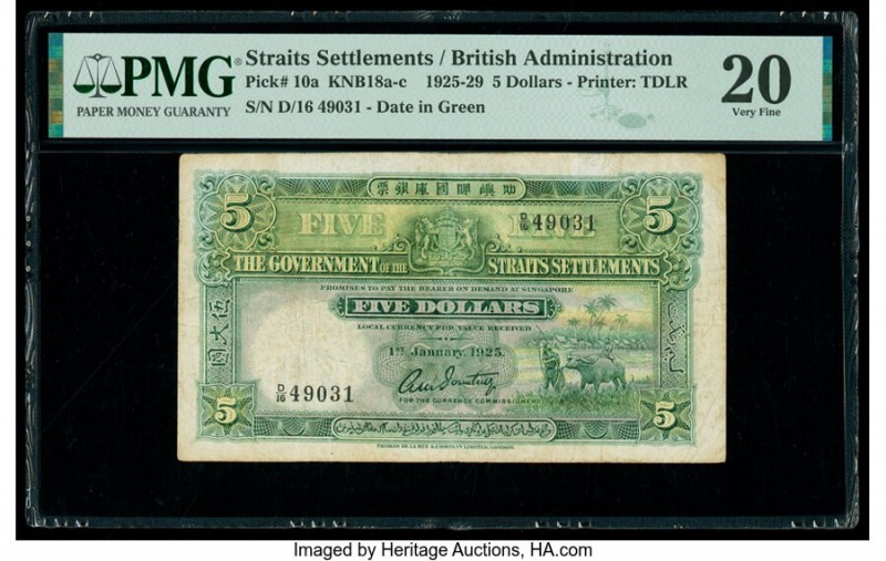 Straits Settlements Government of the Straits Settlements 5 Dollars 1.1.1925 Pic...