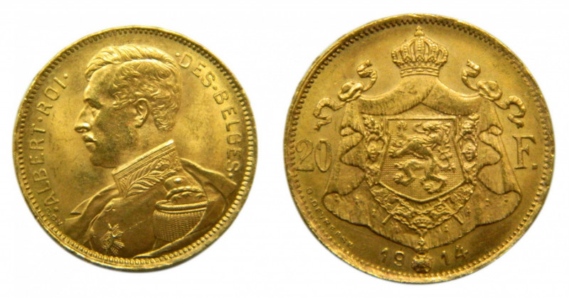 BELGICA / BELGIUM. Albert. 1914. 20 francos. (KM#78). 6,48 gr. Au.
mbc+