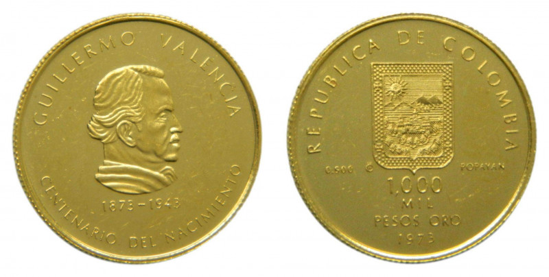 COLOMBIA. 1973. Popayán. 1000 pesos. (KM#254). Guillermo Valencia. 4,24 gr. Au....