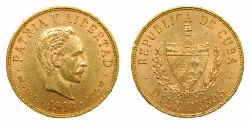 CUBA. 1916. 10 pesos. (KM#20). 16,77 gr. Au. José Martí.
mbc