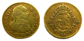 ESPAÑA / SPAIN. Carlos III. 1786 DV. Madrid. 1/2 escudo. (AC1280). Au.
mbc