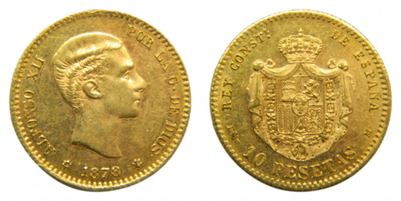 ESPAÑA / SPAIN. Alfonso XII. 1878 *18-78 EMM. Madrid. 10 pesetas. (AC65). Au. Go...