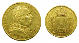 FRANCIA / FRANCE. Louis XVIII. 1814 A. París. 20 francos. (KM#706.1). 6,42 gr. Au.
mbc