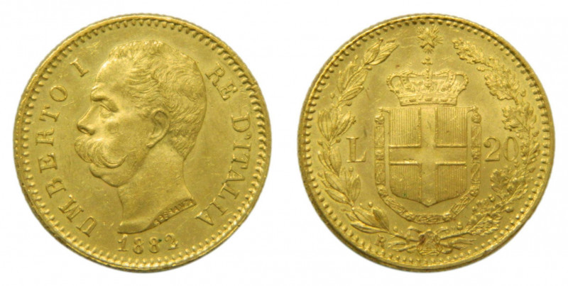ITALIA / ITALY. Umberto I. 1882 R. 20 liras. (KM#21). 6,46 gr. Au.
ebc
