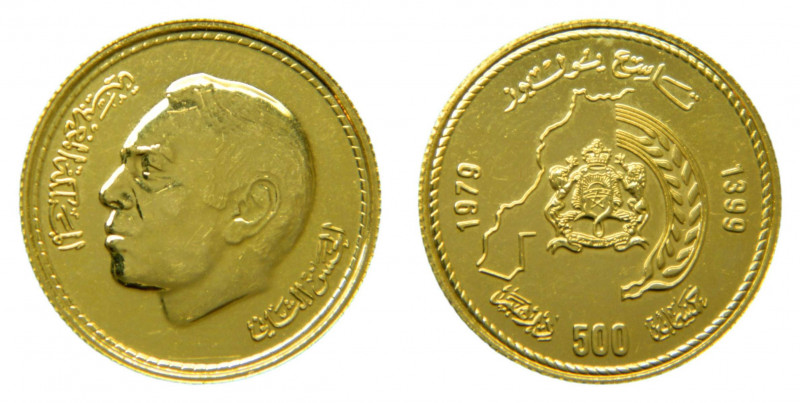 MARRUECOS / MOROCCO. Hassan AH1399. (1979). 500 dirhams. (Y#71). 13,1 gr. Au.
s...