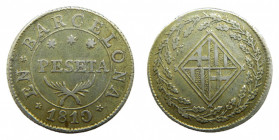 ESPAÑA / SPAIN. 1810 Barcelona. 1 peseta. (AC34). 5,42 gr. Ar.
mbc