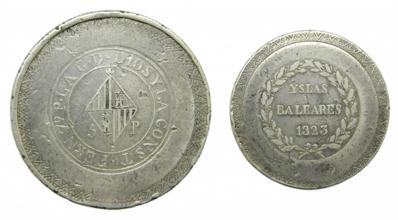 ESPAÑA / SPAIN. Fernando VII. 1823 Mallorca. 5 pesetas. (AC1300). 26,87 gr. Ar. ...