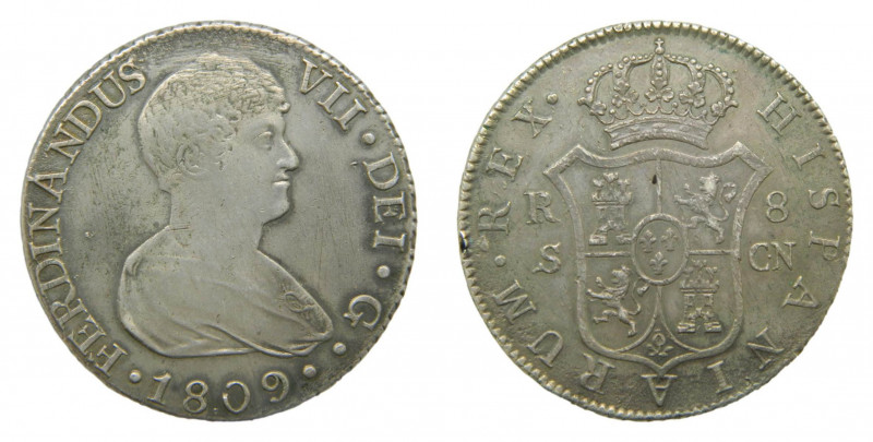 ESPAÑA / SPAIN. Fernando VII. 1809 CN Sevilla. 8 reales. (AC1412). 26,83 gr. Ar....