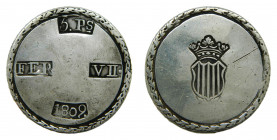 ESPAÑA / SPAIN. Fernando VII. 1809 Tarragona. 5 pesetas. (AC1429). 26,55 gr. Ar.
mbc