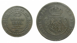 ESPAÑA / SPAIN. Isabel II. 1851 Segovia. 1/2 real. Cinco décimas. (AC156). Cu.
mbc-