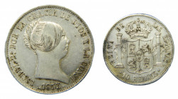 ESPAÑA / SPAIN. Isabel II. 1853 Madrid. 10 reales. (AC528). Ar. 13,03 gr.
ebc