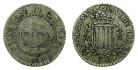 ESPAÑA / SPAIN. Isabel II. 1837 Catalunya. 1 peseta. (AC 272). 5,67 gr. Ar.
mbc