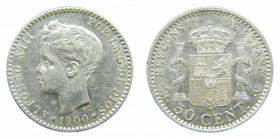 ESPAÑA / SPAIN. Alfonso XIII. 1900 *0-0 SMV. 50 céntimos. (AC45). Ar.
ebc