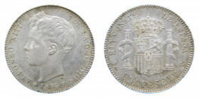 ESPAÑA / SPAIN. Alfonso XIII. 1896 *18-96 PGV. 1 peseta. (AC56). Ar.
ebc+