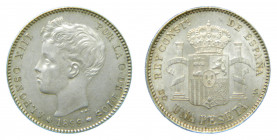 ESPAÑA / SPAIN. Alfonso XIII. 1899 *18--9 SGV. 1 peseta. (AC57). Ar.
ebc+