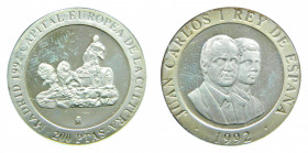 ESPAÑA / SPAIN. Juan Carlos I. 1992. 200 pesetas. Prueba en plata. 
sc-