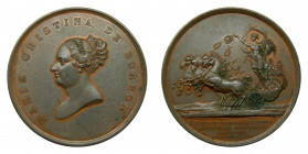 Medalla Regreso Mª Cristina de Borbón. 1844. DIPUTACIÓ DE BARCELONA. Anv .: MARÍA CRISTINA DE BORBÓN. Busto a izquierda. Rev .: AL REGRESO DE CRISTINA...