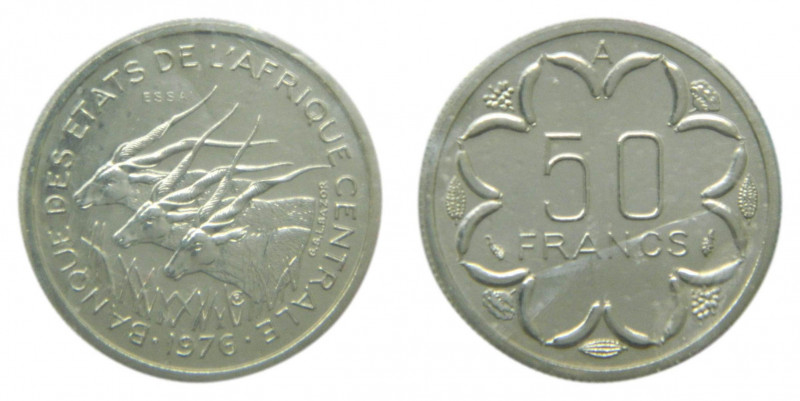 AFRICA CENTRAL / CENTRAL AFRICAN STATES. 1976-A. 50 Francos (Chad). ESSAI. (KM#E...