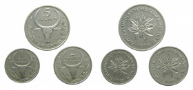 MADAGASCAR. 1965-1966. Lote 3 piezas. 1, 2, y 5 Francos. ESSAI. (KM#E6-8).
sc