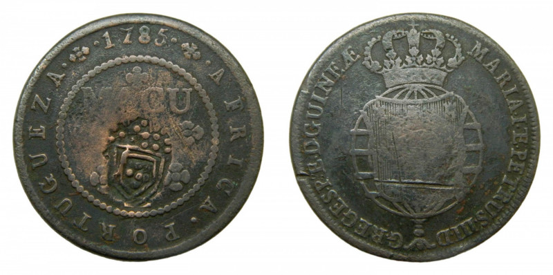 ANGOLA. 1785. 1 macuta. Colonia portuguesa. (KM#20). 34,92 gr. Resello para dupl...