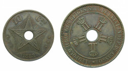 CONGO. Estado independiente. Leopoldo II. 1888. 10 céntimos. (KM#4). Cu.
sc-