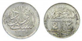 EGIPTO / EGYPT. Sultán Fuad I. AH1338 - 1920. 2 piastres (KM#325) Ar. Ocupación Británica. Restos de brillo original. Rara.
ebc