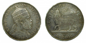ETIOPIA / ETHIOPIA. Menelik II. EE1887. París. 1 Birr. (KM#5). Ar. 
mbc