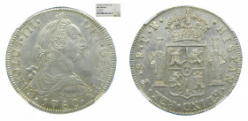 BOLIVIA / SPANISH BOLIVIA. Carlos III. 1780 PR. Potosí. 8 Reales (KM#55). Ar. NGC. UNC details cleaned.
unc