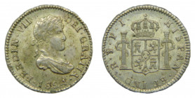 BOLIVIA / SPANISH BOLIVIA. Fernando VII. 1824 PJ. Potosí. 1/2 real. (AC440). Ar.
ebc