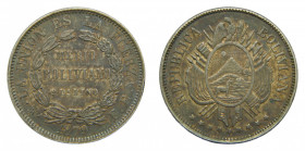 BOLIVIA. 1879 Potosí FE. 50 centavos (1/2 boliviano). (KM#161.3). Ar. 
mbc