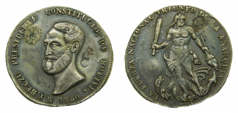 BOLIVIA. 1850. Medalla Medalla del general Belza, Presidente Constitucional. 13,...
