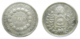 BRASIL / BRAZIL . Pedro II. 1837. 100 reis. (KM#452). Ar. 
mbc