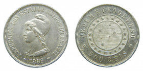 BRASIL / BRAZIL . 1889. 500 reis. (KM#494). Ar. 
mbc+