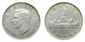 CANADA. Jorge VI. 1937. 1 dólar. (KM#37). Ar. 
mbc+