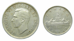 CANADA. Jorge VI. 1947. 1 dólar. (KM#37). Ar. Maple leaf. Estrella seguida de la fecha.
mbc+