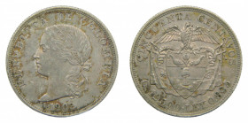 COLOMBIA. 1902. 50 centavos. (KM#192). Ar. 
ebc