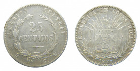 COSTA RICA. 1887. GW. 25 centavos. (KM#127.2). Ar. 
bc
