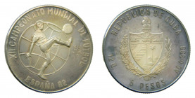 CUBA. 1981. 5 pesos. (KM#77). Ar. XII Campeonato Mundial de Fútbol. 
proof