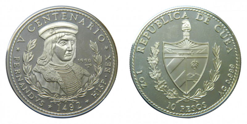 CUBA. 1990. 10 pesos. (KM#263). Ar. V Centenario.
proof