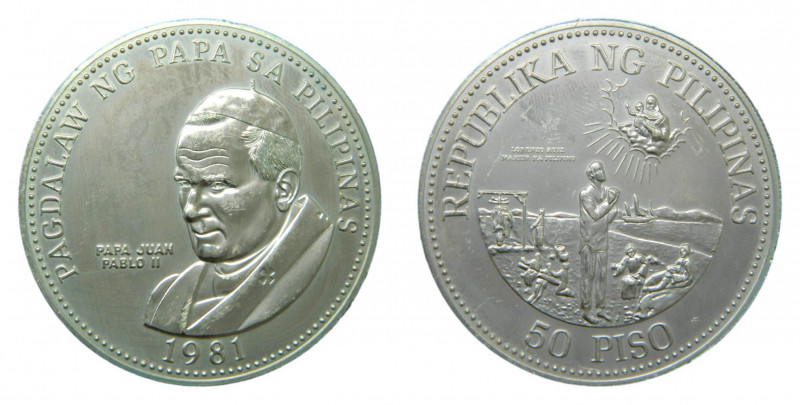 FILIPINAS / PHILIPPINES. 1981. 50 piso. (KM#233). Ar. Pope John Paul II visit. ...