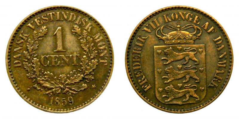 INDIAS OCCIDENTALES DANESAS / DANISH WEST INDIES. Frederik VII. 1859. 1 cent. (K...