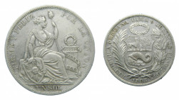 PERU. 1895 T.F. Sol. (KM#196.26). Ar.
mbc