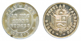 PERU. 1910. Sol. (KM#Tn1). Ar. Pátina.
ebc+