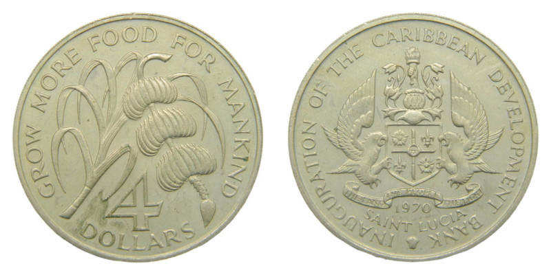 SANTA LUCIA. 1970. 4 dólares. (KM#11). Cu-Ni. 
sc