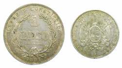 URUGUAY. 1893. Peso. (KM#17a). Ar. 
mbc