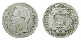 VENEZUELA. 1903. Bolívar (Gram 5). (y#22). Ar. 
bc