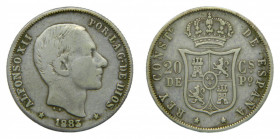 FILIPINAS / PHILIPPINES. 1883. 20 centavos. (KM#149). Ar.
mbc-